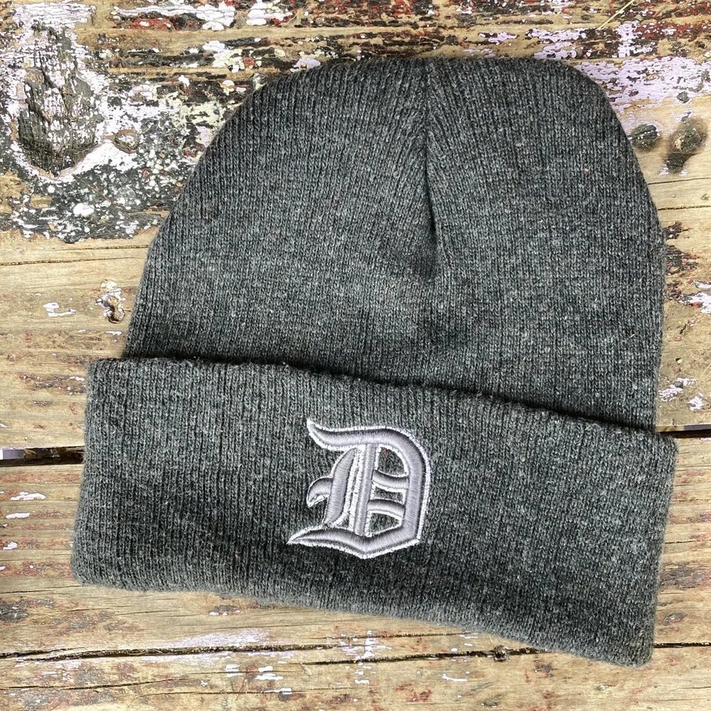 DETROIT LIONS TIGERS Knit Beanie Cap Hat Gray White Black